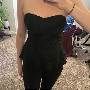 Strapless peplum top
